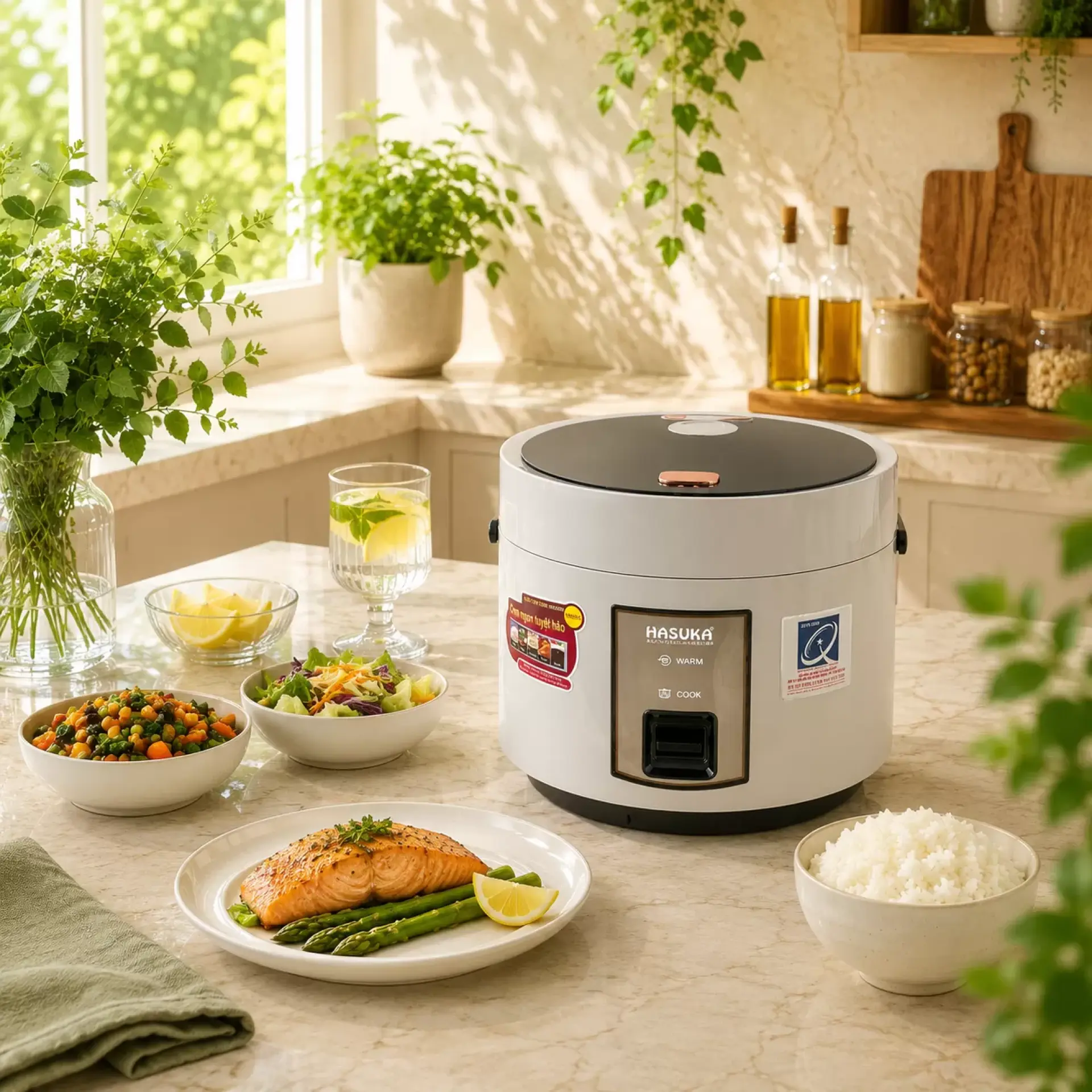 Nồi cơm điện 1,8 lít Hasuka HSK-866 (Xám - 1,8L)