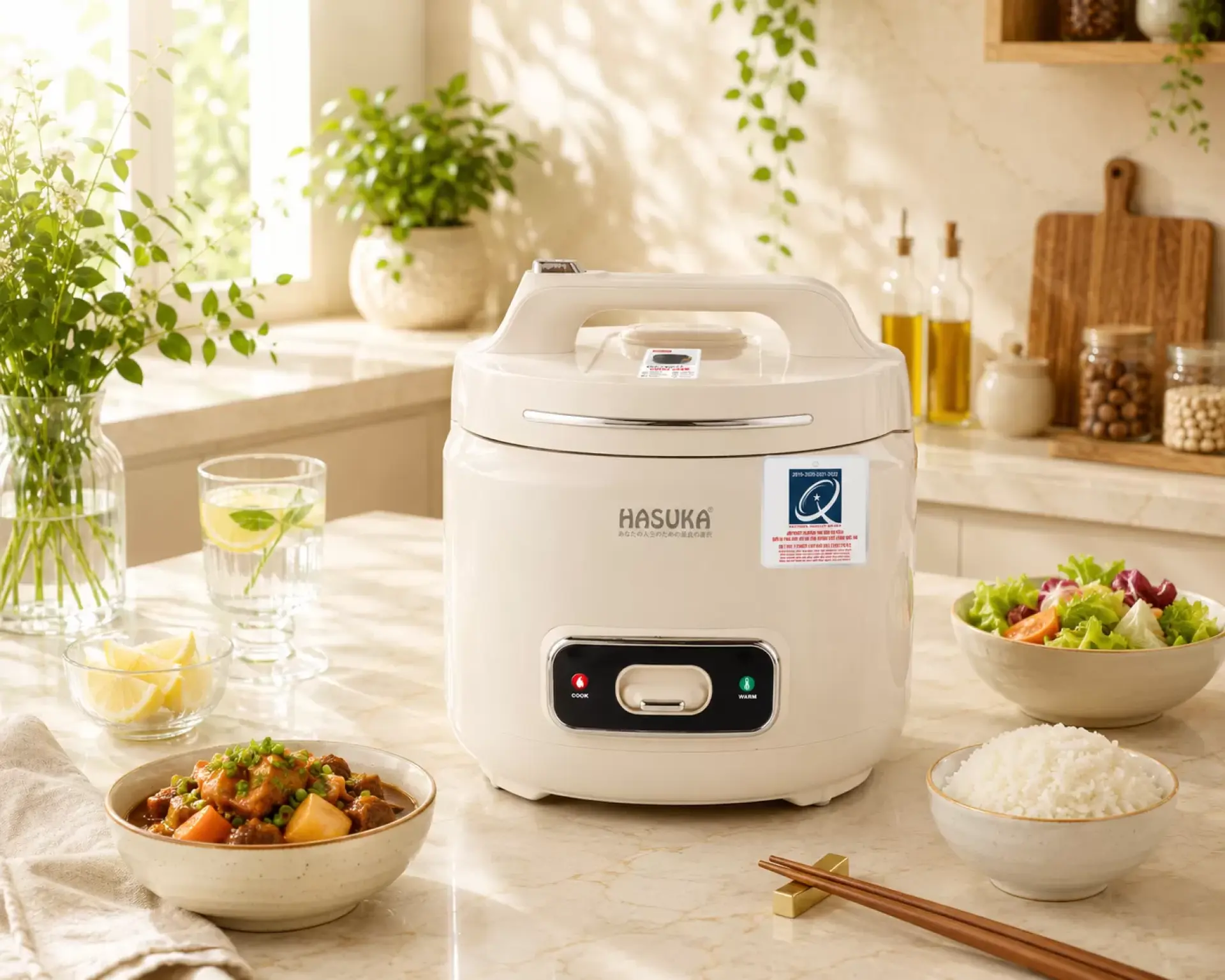 Nồi cơm điện 1,8 lít HSK-888 (Be trắng - 1,8L)