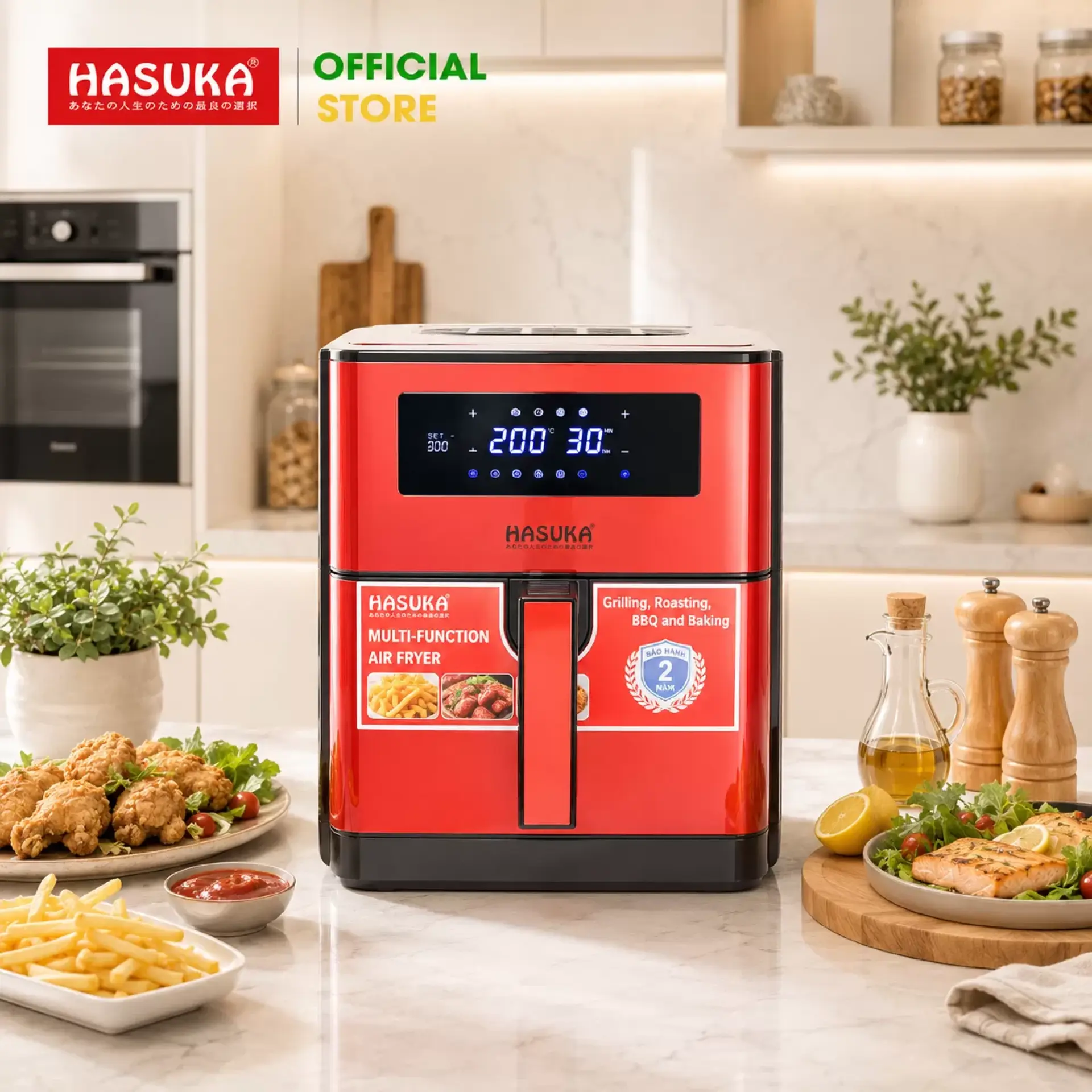 Nồi chiên không dầu đa chức năng Hasuka HSK-399 (Đỏ)
