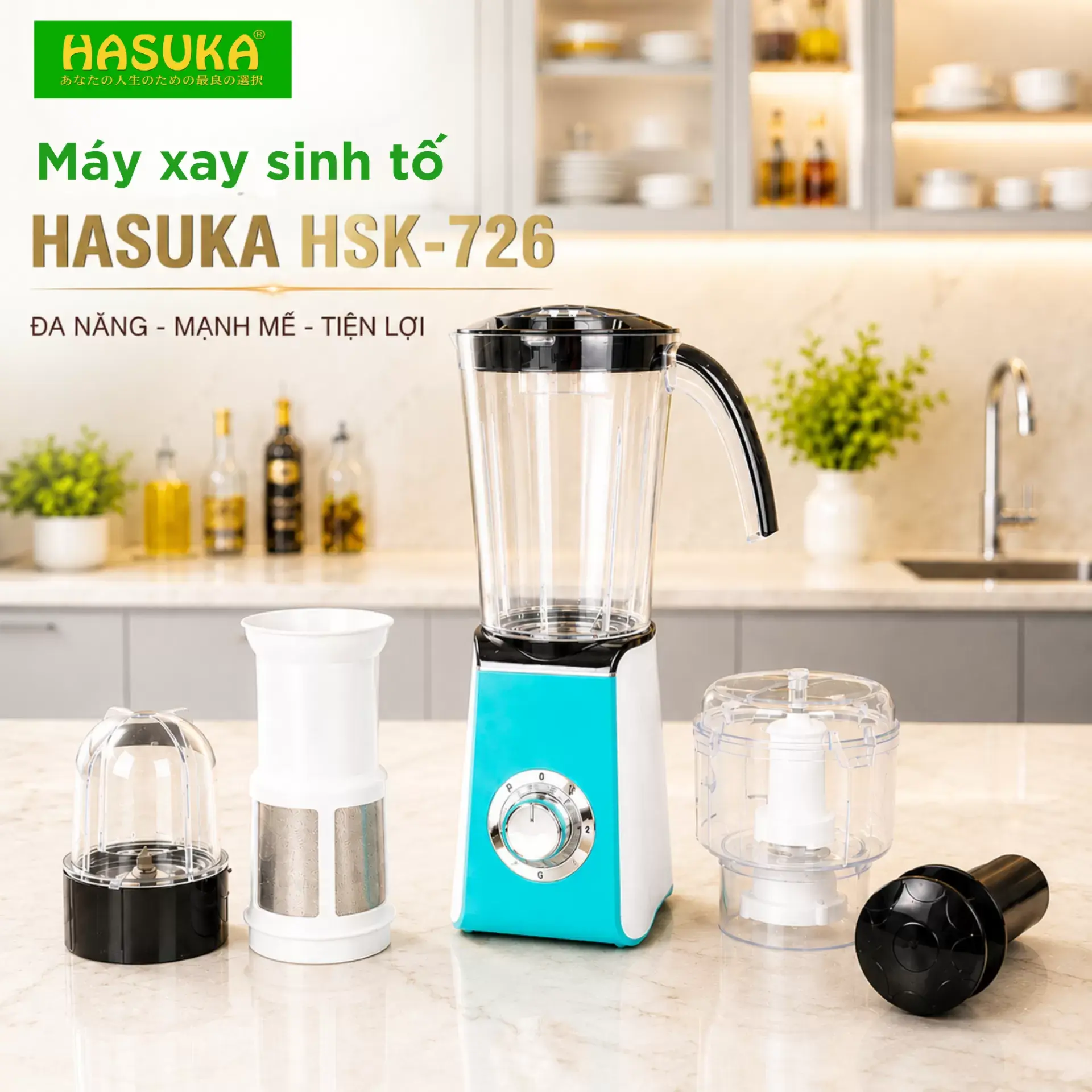Máy xay sinh tố Hasuka HSK-726 (Xanh)