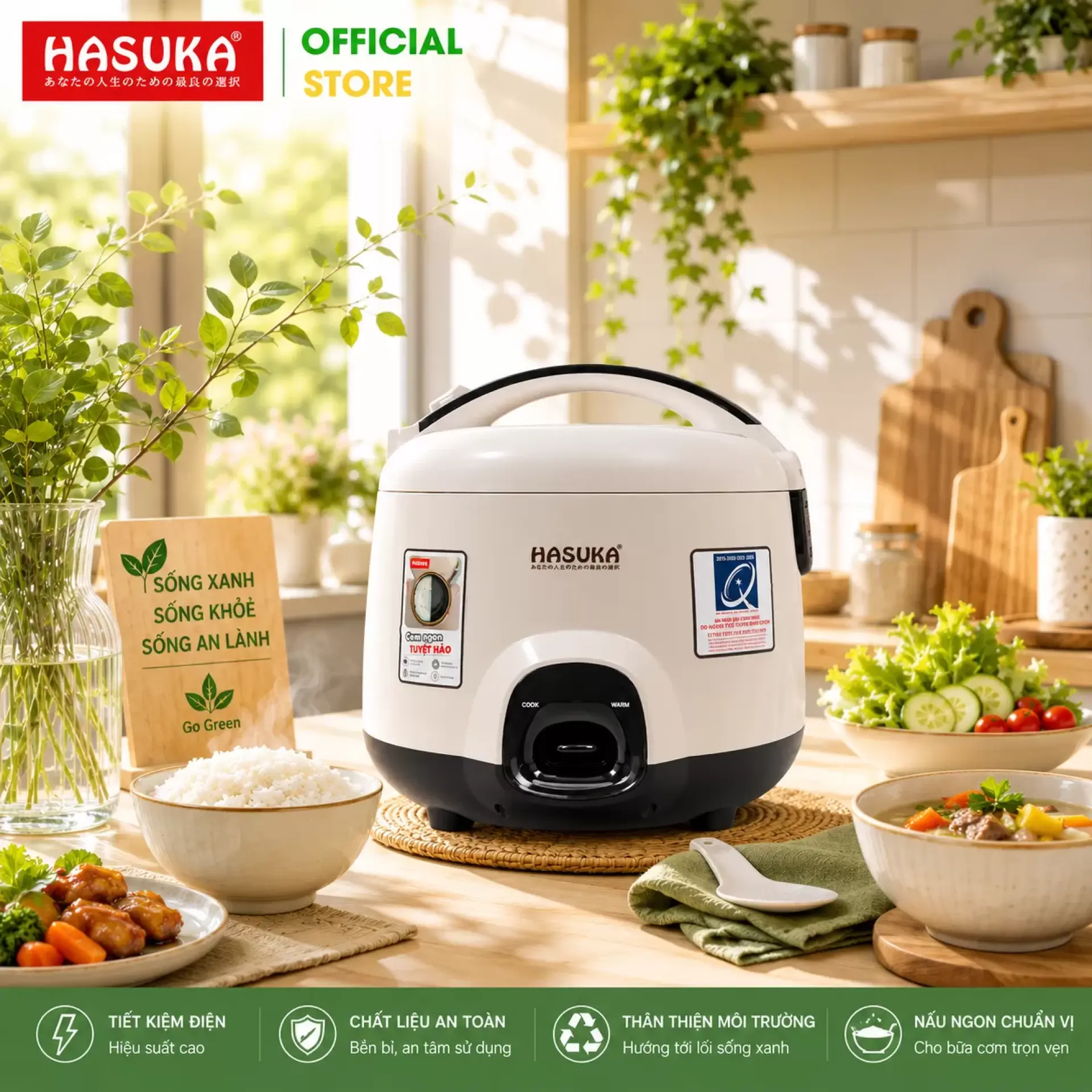 Nồi cơm điện 1,8L HASUKA HSK-883 (Ghi xám - 1,8L)