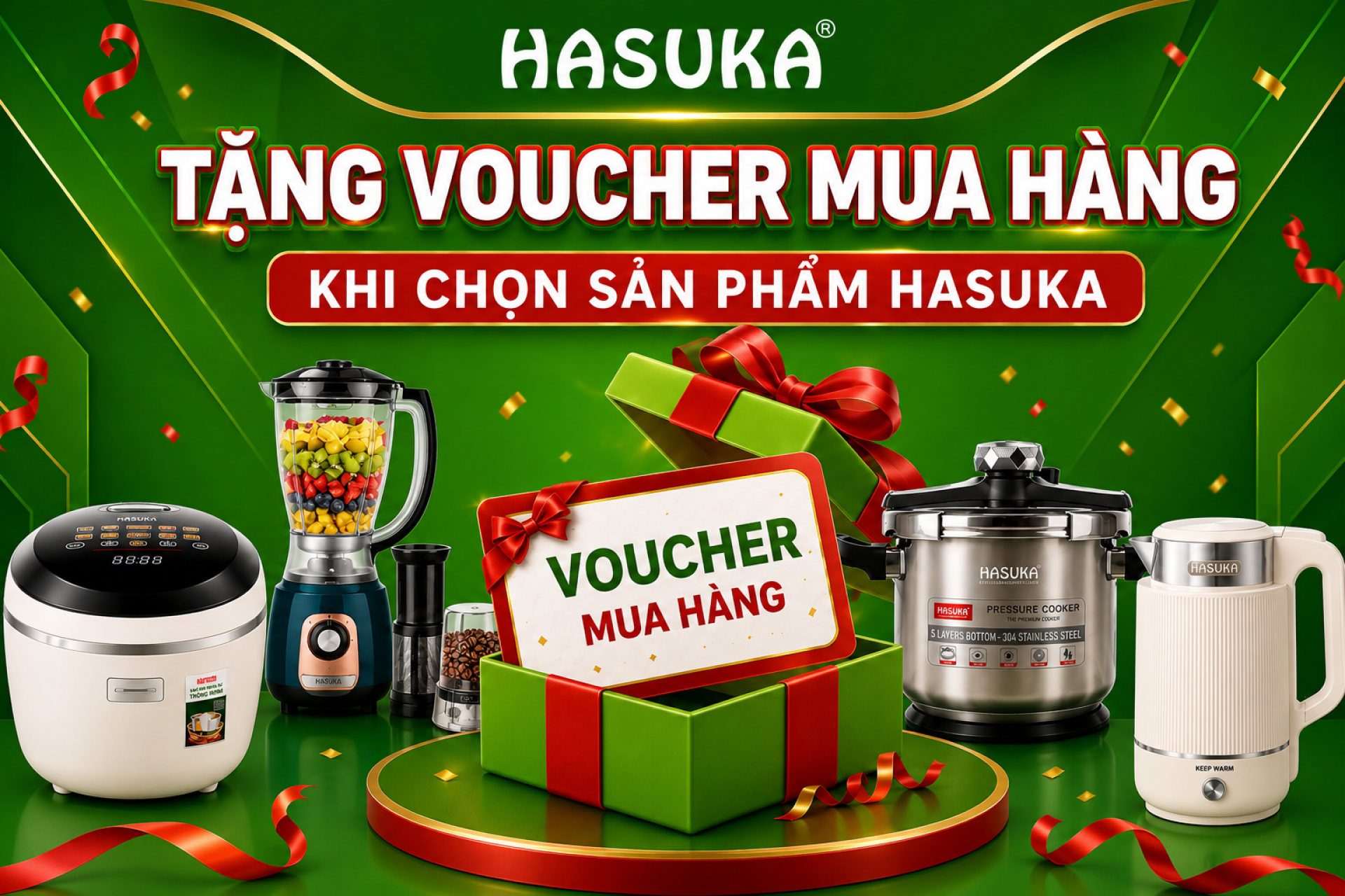 Tặng voucher mua hàng khi chọn sản phẩm HASUKA