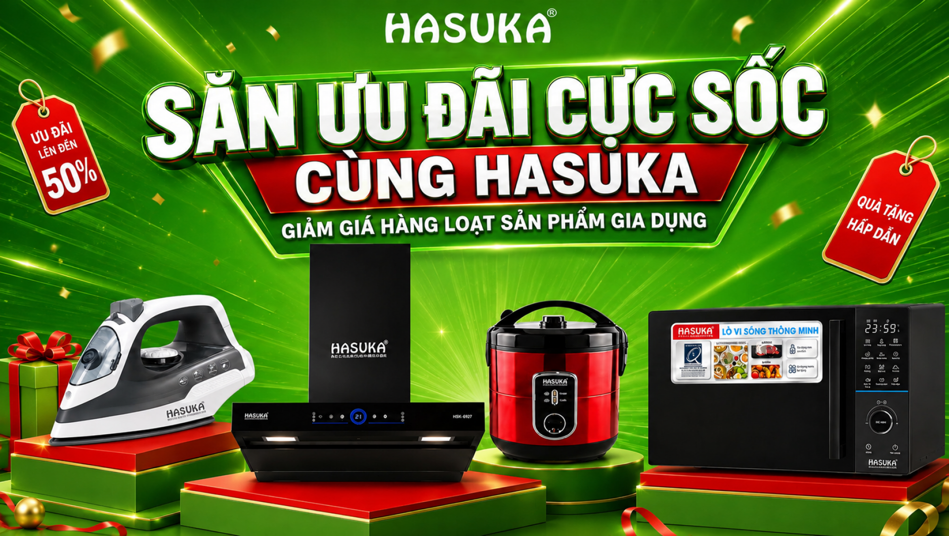 Săn ưu đãi cực sốc cùng HASUKA - Giảm giá hàng loạt sản phẩm gia dụng